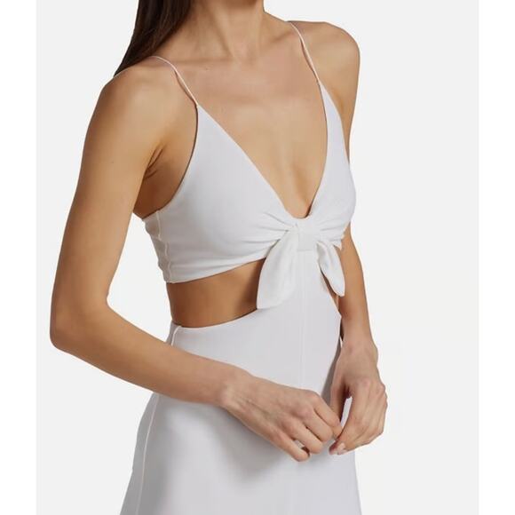Alice + Olivia Havana Cut-Out Front Tie Wide Leg Jumpsuit White 0